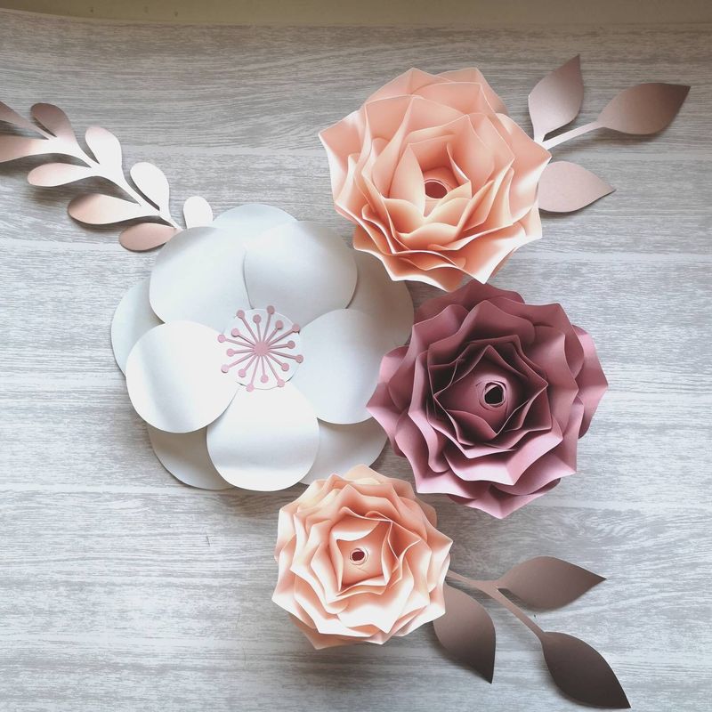 Decorative Paper Flowers - Set of Four