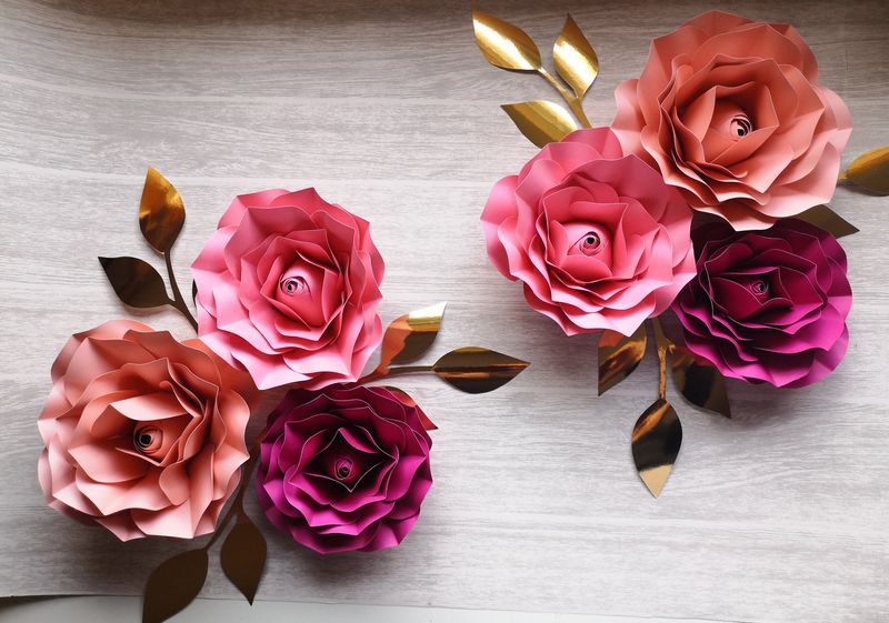 Set of Six Rose Style Wall Flowers