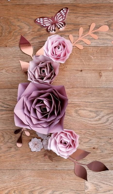 Decorative Paper Flowers - Side Border Design