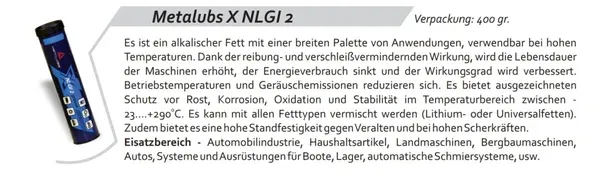Metalubs NLGI 2 400 gr