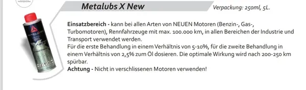 Metalubs X New 250 ml