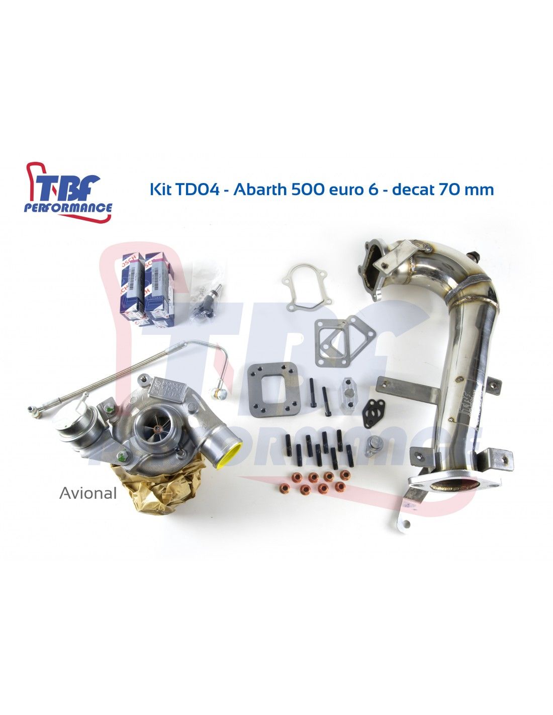 Kit TD04 Avional Abarth 500 E6 (ohne Sensoren) Leistung 250/260 PS TBF Performance