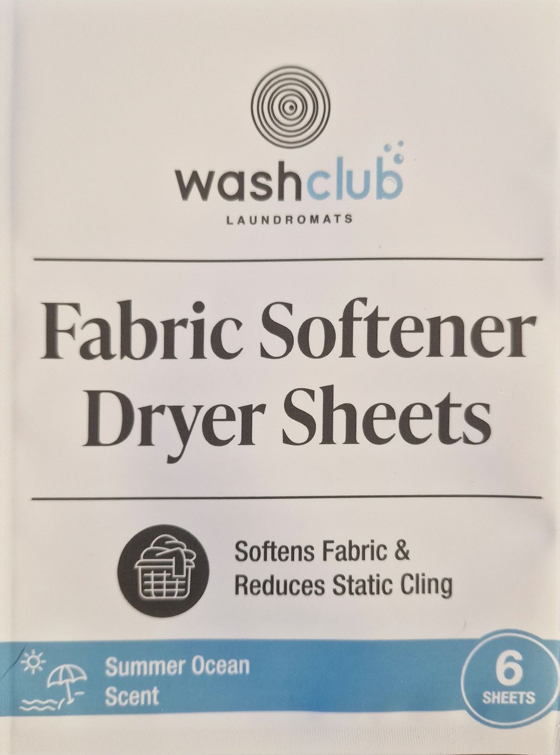wash club fabric softener dryer sheet