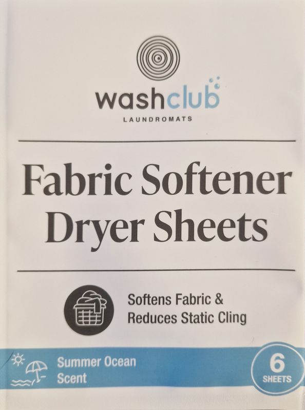 wash club fabric softener dryer sheet
