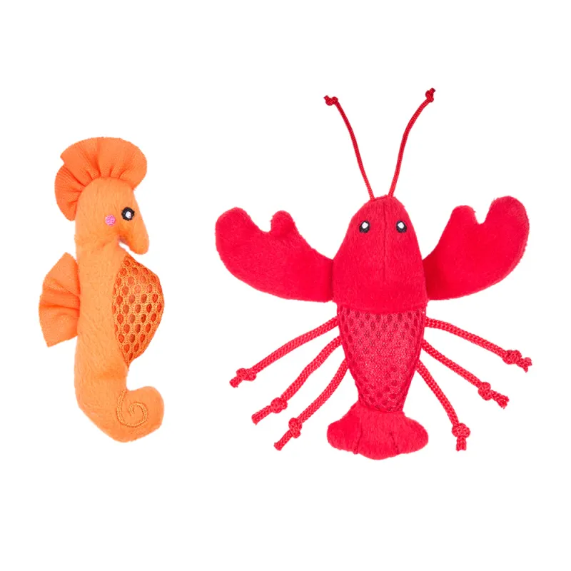 ZippyClaws Mesh Mates 2-Pack - Seahorse &amp; Lobster
