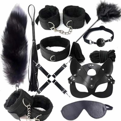 Black Exotica Couples Fun Bondage Toy Set ( 14 Pieces)