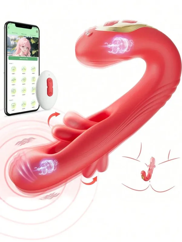 Red Heart Ecstasy App Controlled Flapping Vibrator