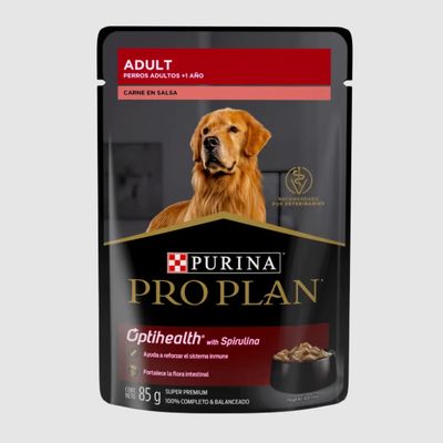 PRO PLAN Adulto Carne En Salsa Con Optihealthspirulina +1 Año