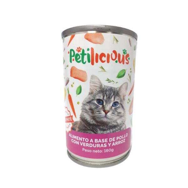 Petilicious paté para Gato – Pollo y Verduras &amp; Arroz (160 g)