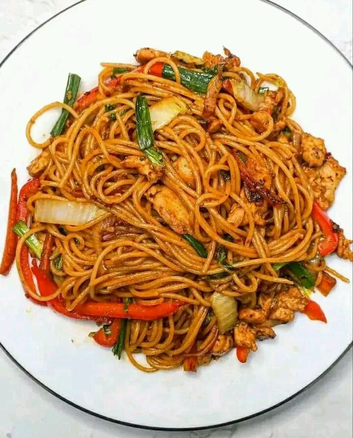 Stir Fried Vegetable Spaghetti with Beef &amp; Egg