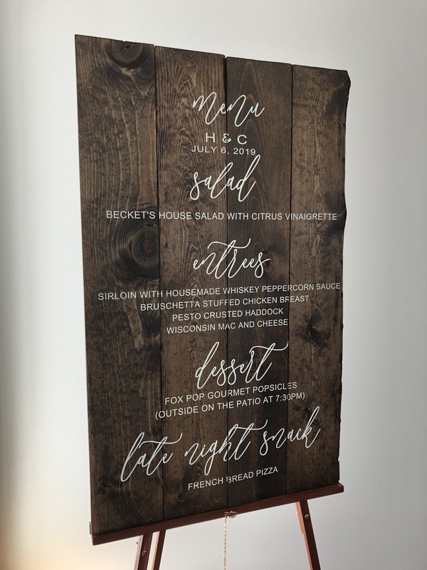 Wedding Menu Sign (36in x 24in)