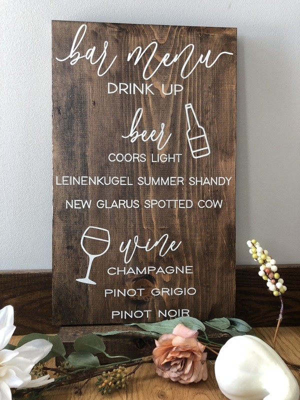 Bar Menu Sign (12in x 18in)