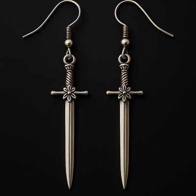 Pendientes de Daga Plateados