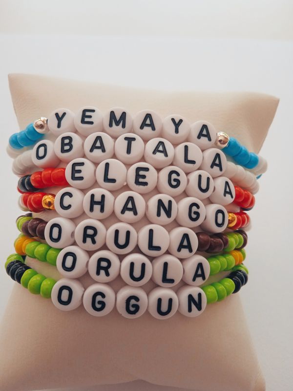Pulseras espirituales personalizadas con nombre de orisha - Colección 7 potencia