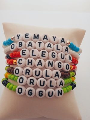 Pulseras espirituales personalizadas con nombre de orisha - Colección 7 potencia