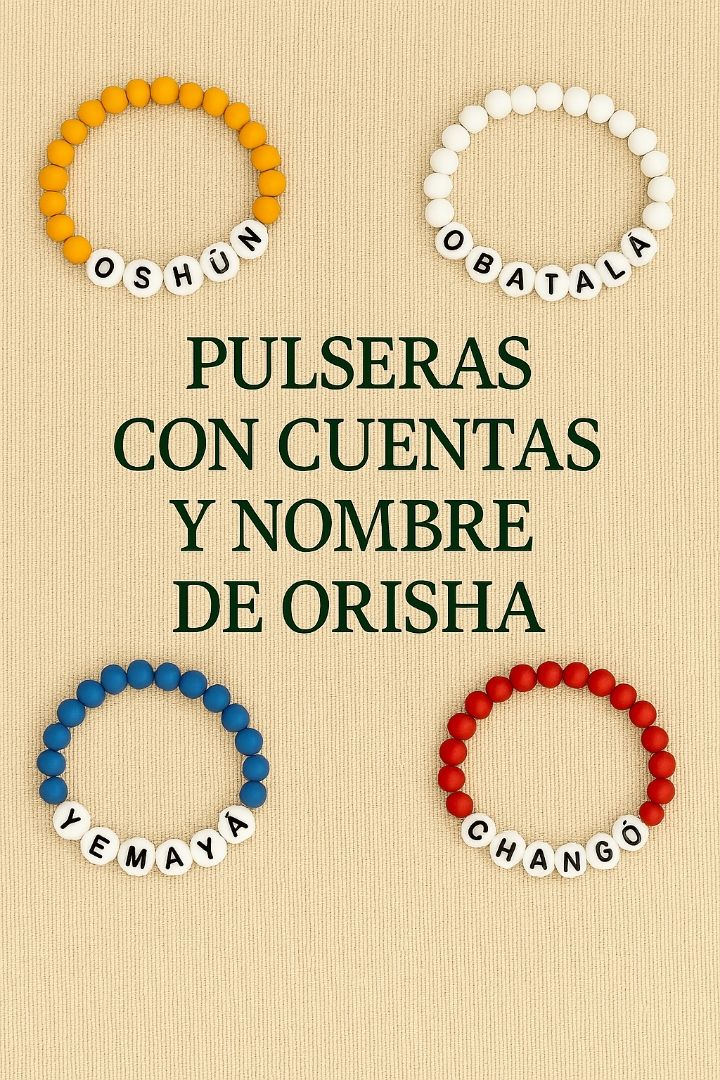 Pulseras con nombres de Orishas