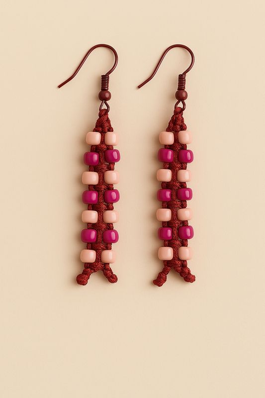 Pendientes en macramé con cuentas