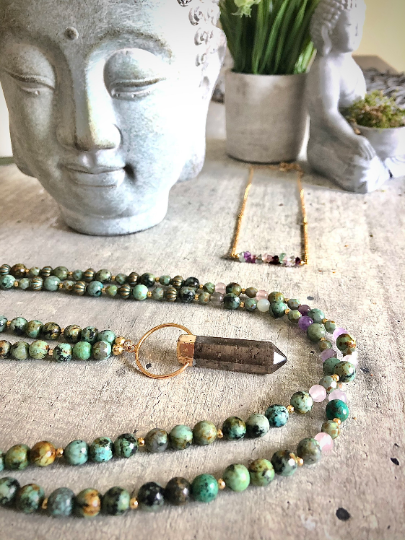 Relaxing &amp; Healing Two Piece Turquoise and Fluorite necklace