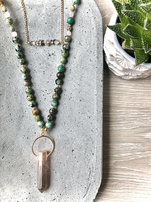 Relaxing &amp; Healing Two Piece Turquoise and Fluorite necklace
