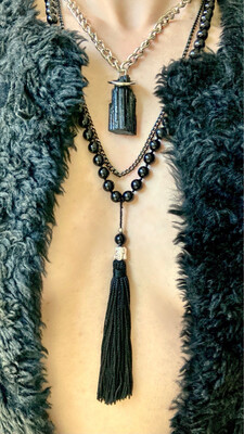 Multi-strand Raw Onyx Pendant With Buddha Strength