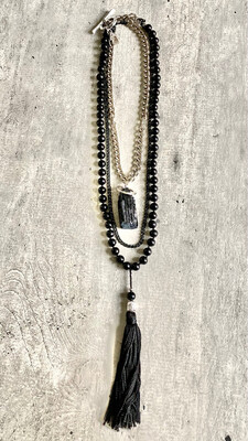 Multi-strand Raw Onyx Pendant With Buddha Strength