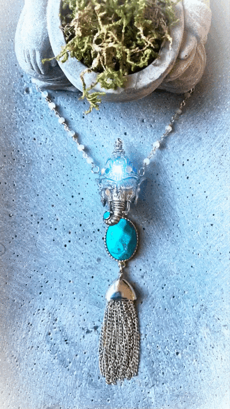 Elephant Ganesha Prayer Pendant with Silver Tassel
