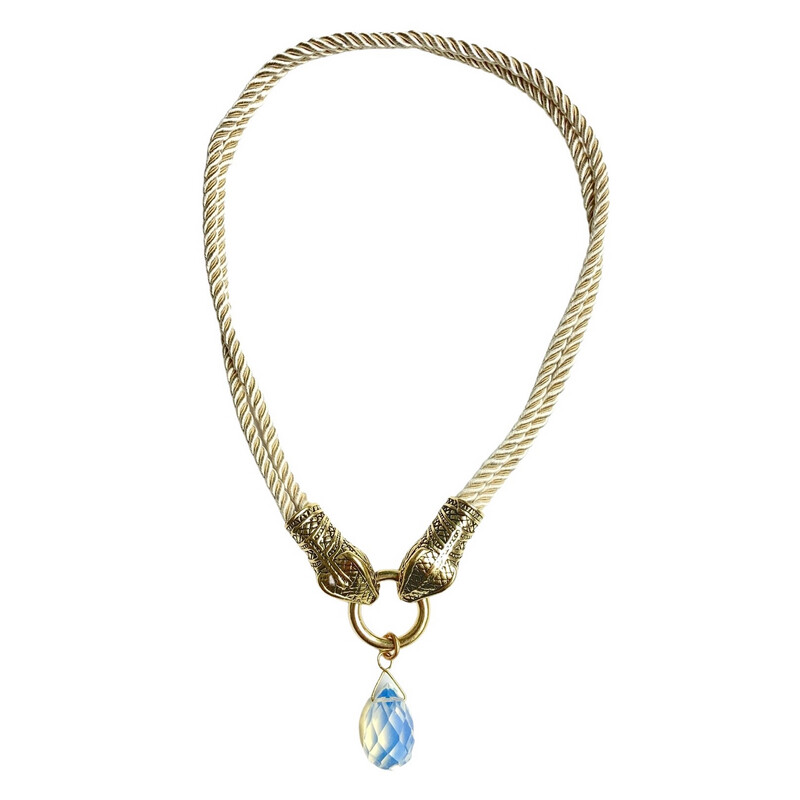 Cleopatra Snake Cord Choker with Moonstone Bead