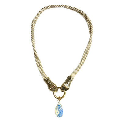 Cleopatra Snake Cord Choker with Moonstone Bead