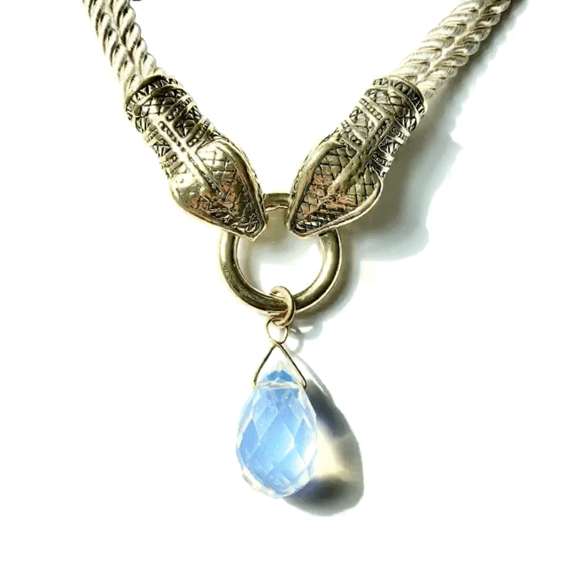 Cleopatra Snake Cord Choker with Moonstone Bead