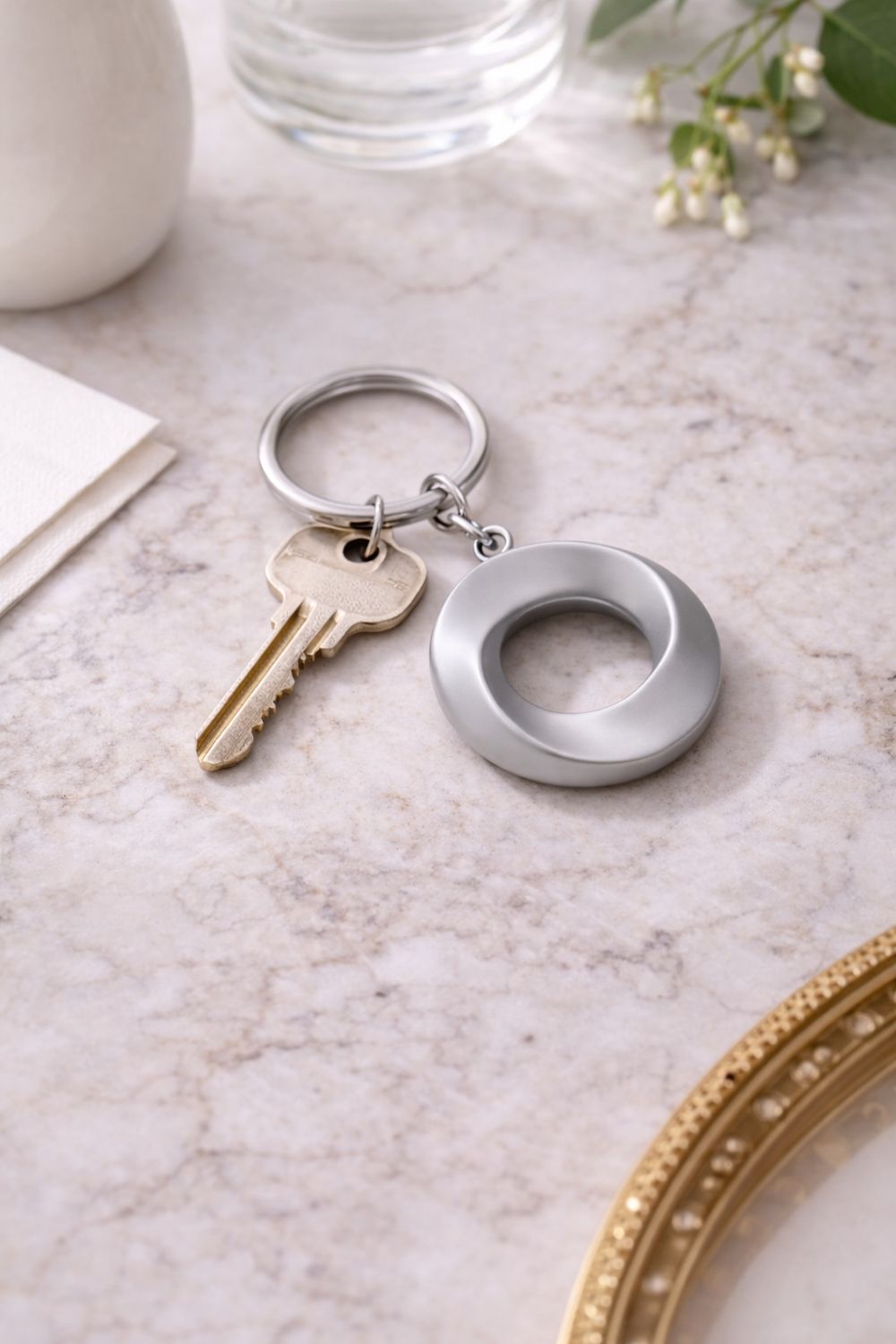 Longivity Key Ring – | Matte Platinum