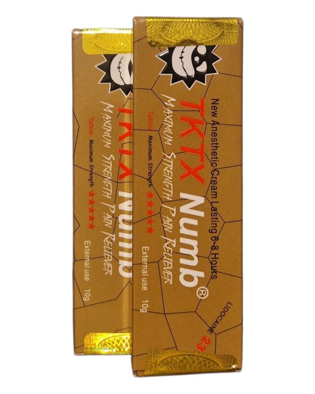 2 Pcs Gold TKTX Numb | Long Lasting Numbing Effect | Up to 6 - 8 Hours Relief | Tattoo | Piercing | Microbalding