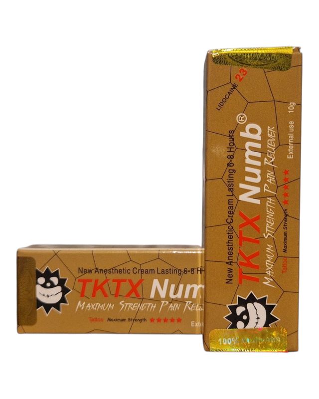 2 Pcs Gold TKTX Numb | Long Lasting Numbing Effect | Up to 6 - 8 Hours Relief | Tattoo | Piercing | Microbalding