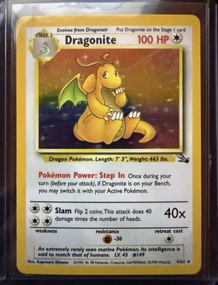 Dragonite - 4/62 - Pokemon fossil set holo Rare Card 1999 LP