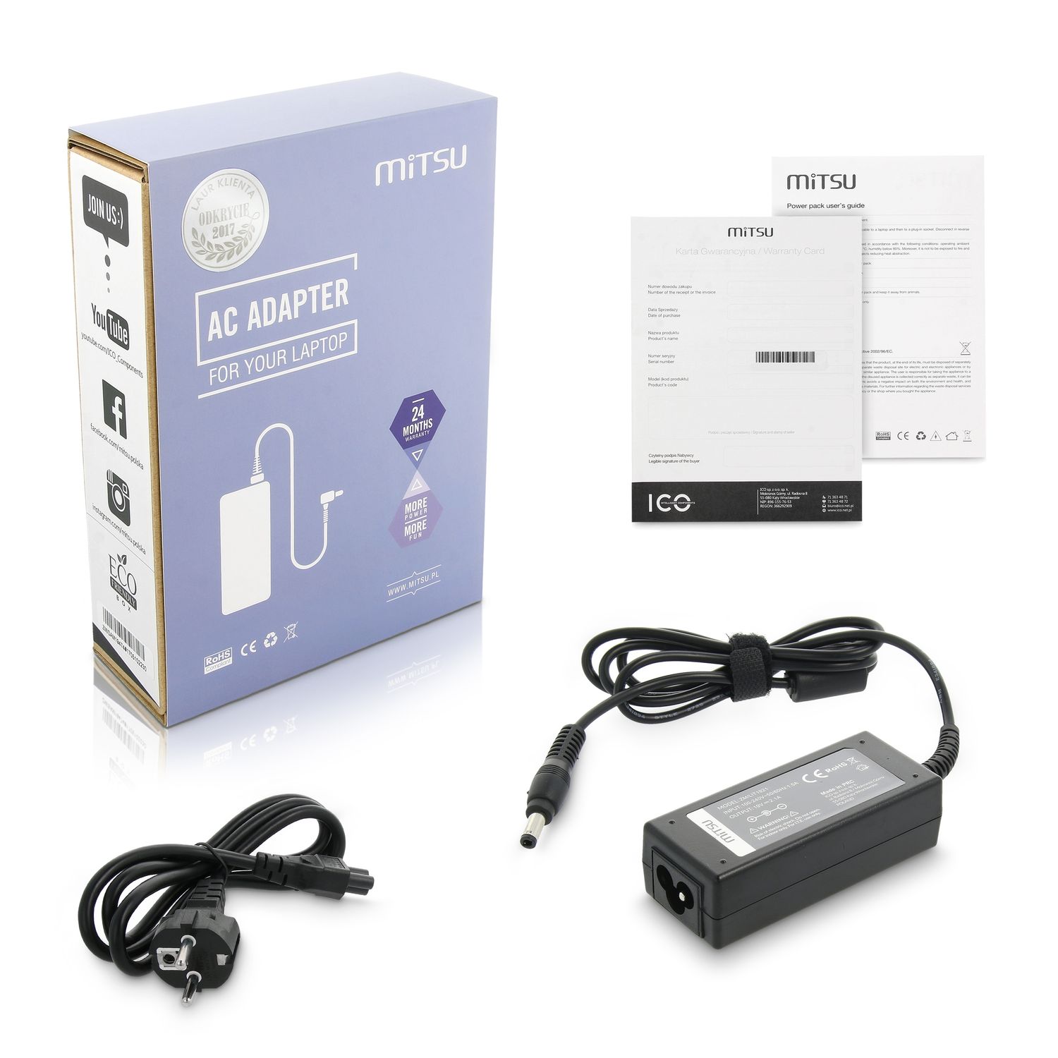 Zasilacz MSI, FUJITSU, BENQ 19v 2.1a (5.5x2.5)