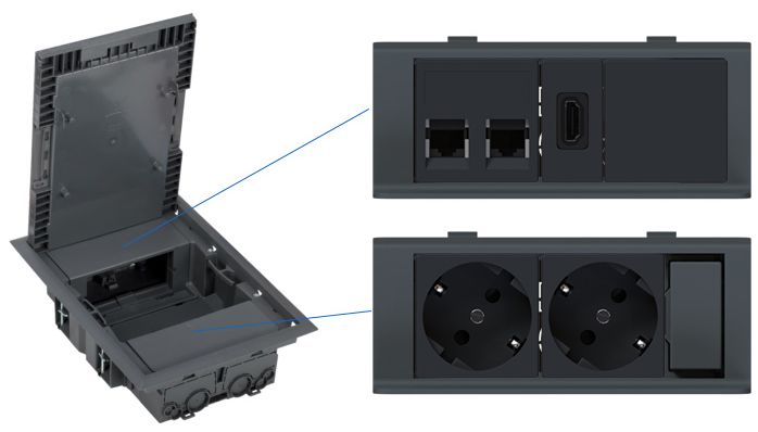 Przyłącze podłogowe floorbox 2x230,2xLAN,HDMI
