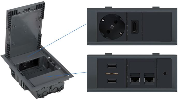 Przyłącze podłogowe floorbox 230,LAN,HDMI,audio,USB
