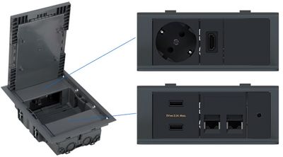 Przyłącze podłogowe floorbox 230,LAN,HDMI,audio,USB