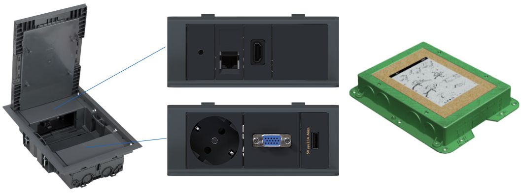 Przyłącze podłogowe floorbox 230,LAN,VGA,USB,audio,HDMI