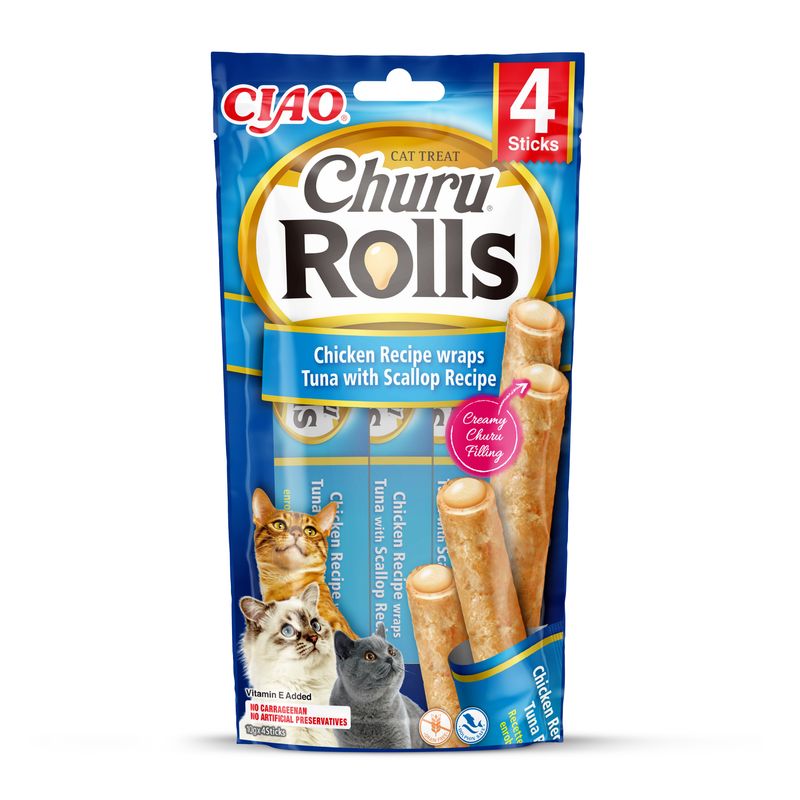 Inaba Churu Rolls o smaku kurczaka, tuńczyka i przegrzebków