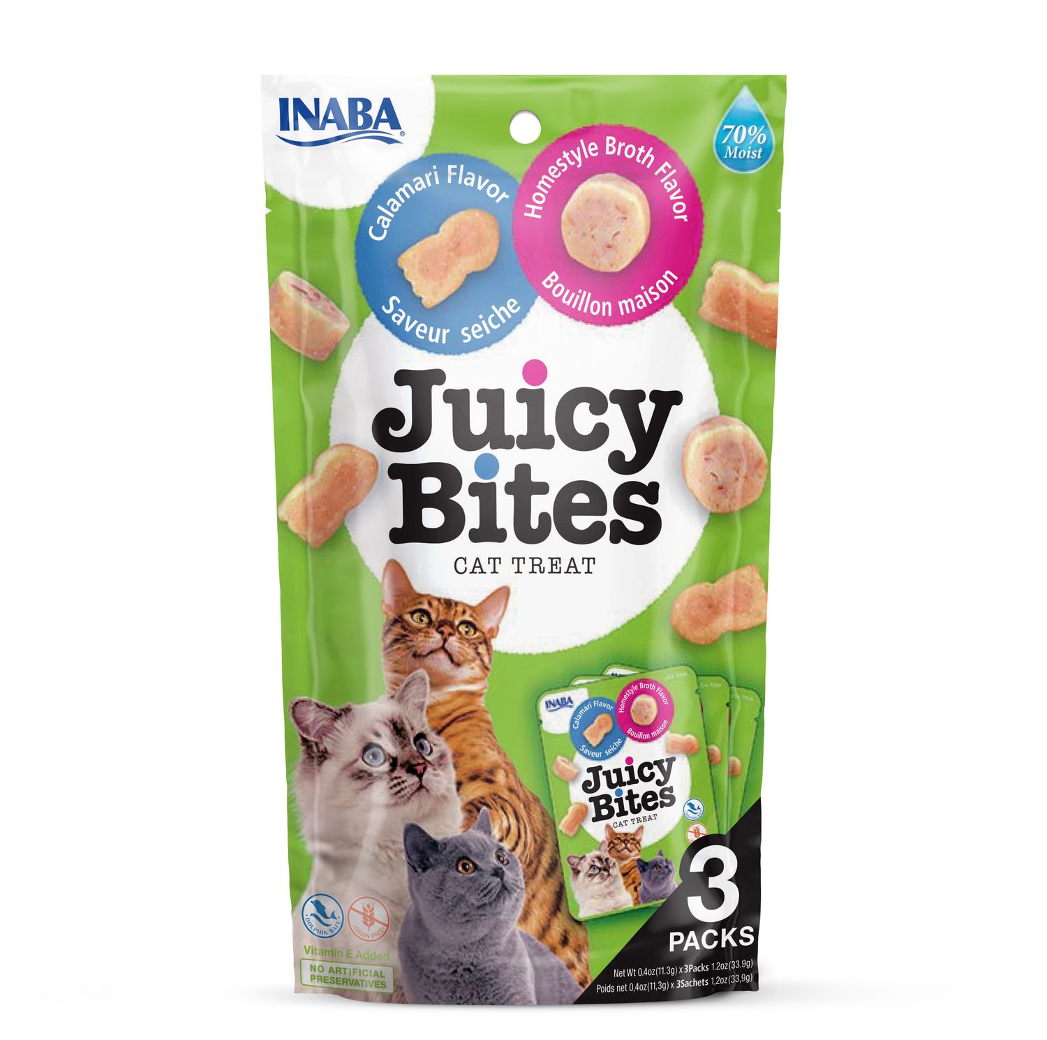 Inaba Juicy Bites wilgotne przysmaki o smaku kalmarów i domowego bulionu