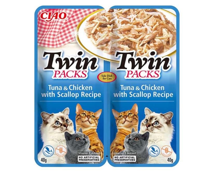 Inaba Cat Twin Packs kurczak i tuńczyk w bulionie z przegrzebków