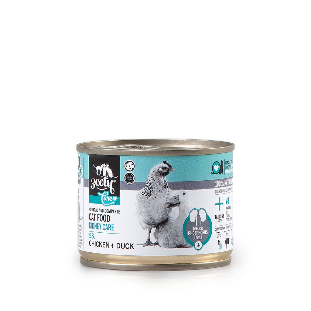 3Coty Chicken + Duck Kidney Care - dla kotów z wrażliwymi nerkami 180g
