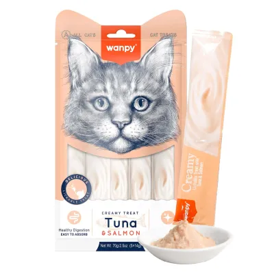 Wanpy creamy treats kremowy smakołyk tuńczyk i łosoś 5x14g