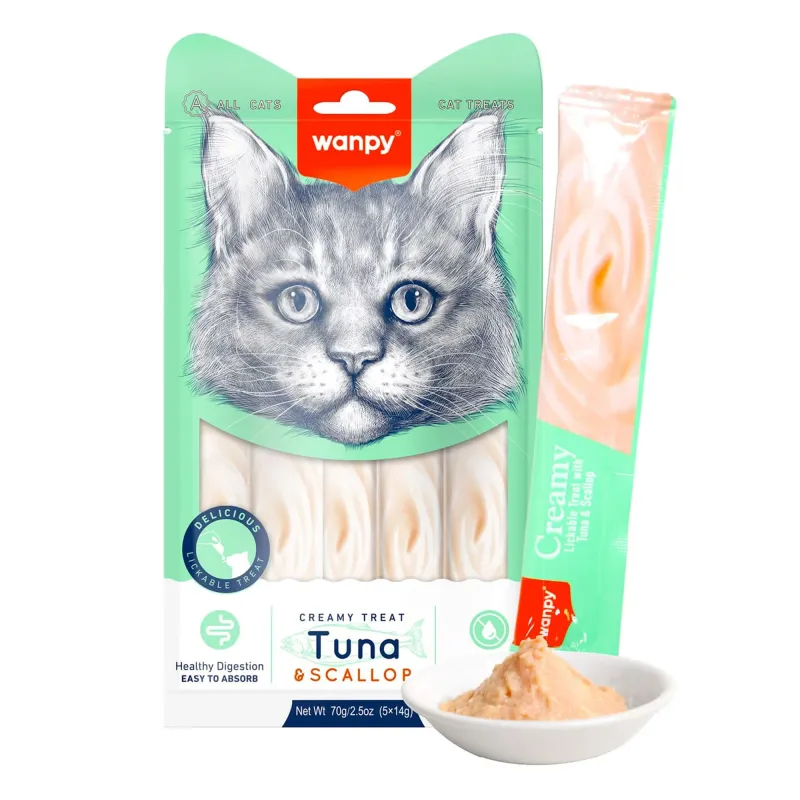 Wanpy creamy treats kremowy smakołyk tuńczyk i przegrzebki 5x14g