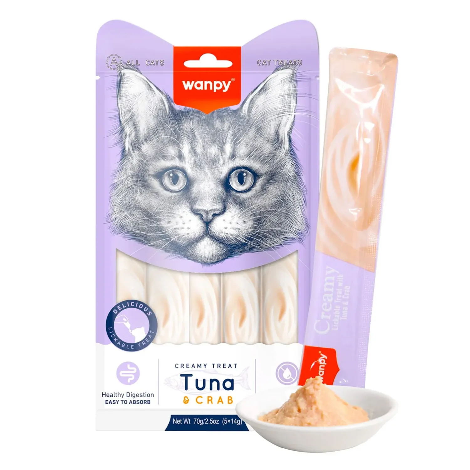 Wanpy creamy treats kremowy smakołyk tuńczyk i krab 5x14g