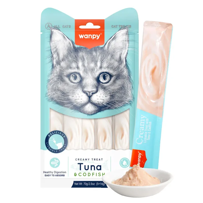 Wanpy creamy treats kremowy smakołyk tuńczyk i dorsz 5x14g