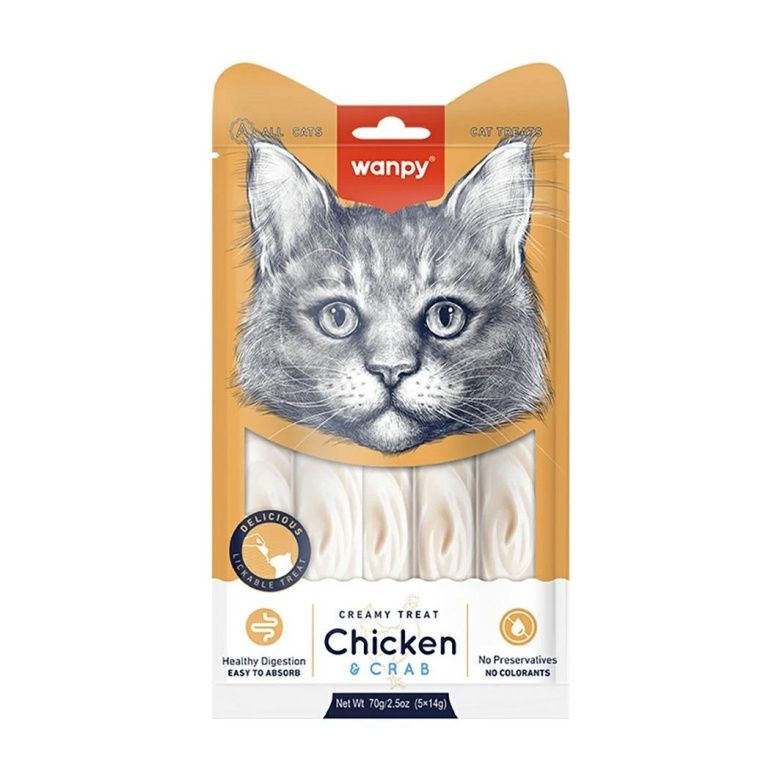 Wanpy creamy treats kremowy smakołyk kurczak i krab 5x14g
