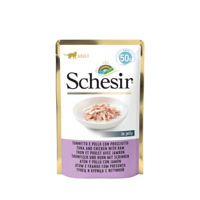 Schesir CB tuńczyk z kurczakiem i szynką w galarecie 50 g