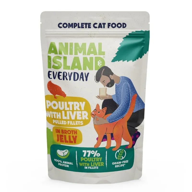 Animal Island Everyday szarpane fileciki w galarecie drób z wątróbką 85g