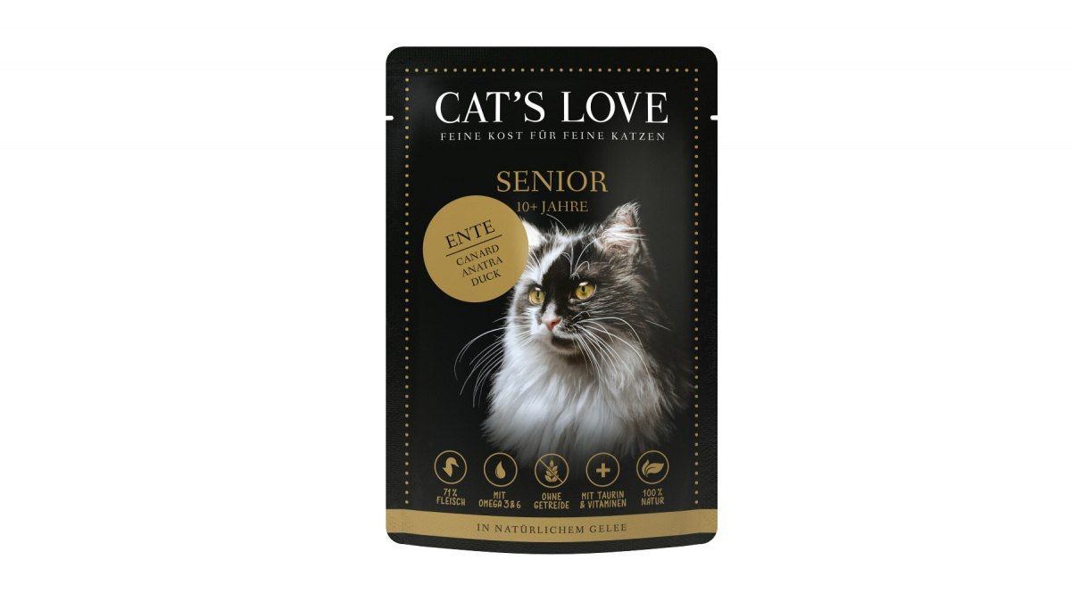 Cat&#39;s Love senior kaczka i indyk w naturalnej galaretce (85g)